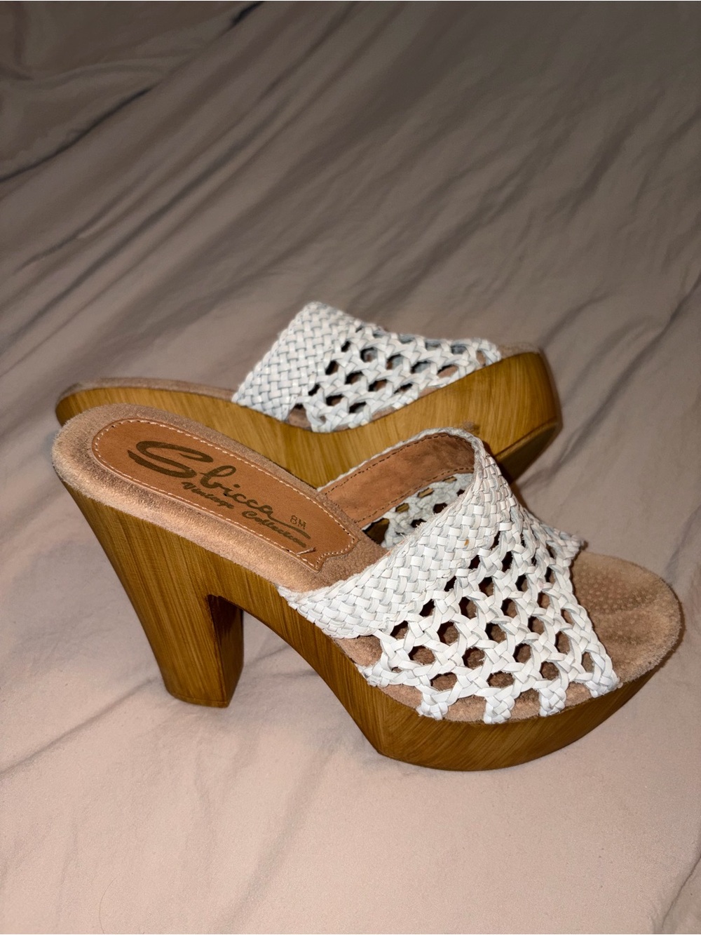 Vintage leather sandal wedges